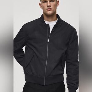 Mango Black Bomber Jacket Men’s QUILTED WATER-REPELLENT BOMBER JACKET